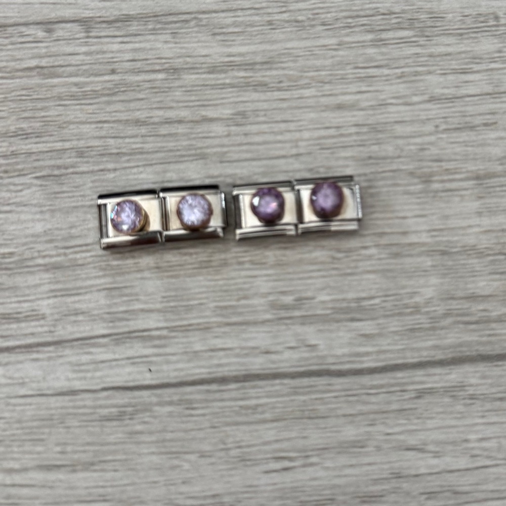 Talexia Silver Charm Bracelet Pink Purple Stone Links